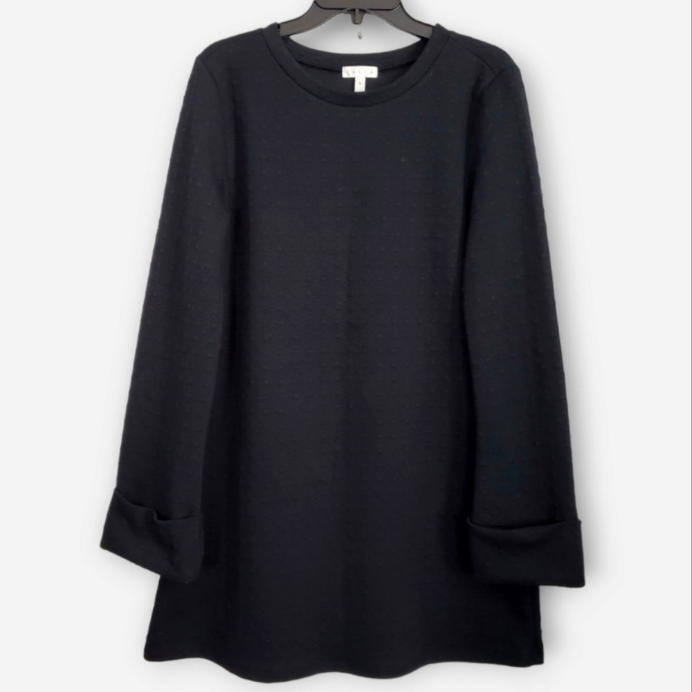 Leith Big Cuff Geo Texture Shift Black Dress Size Medium